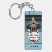 パパスーパーヒーロー漫画の音声バブル写真  キーホルダー (正面左)