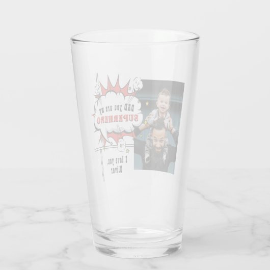 パパスーパーヒーロー漫画スピーチクラウドフォト タンブラーグラス (裏面)