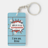 パパスーパーヒーロー漫画スピーチバブルキーチェーン キーホルダー (裏面)