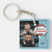 パパスーパーヒーロー漫画スピーチバブル写真 キーホルダー (正面)