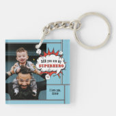 パパスーパーヒーロー漫画スピーチバブル写真 キーホルダー (裏面)