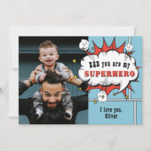 パパスーパーヒーロー漫画スピーチバブル写真 シーズンカード (正面)