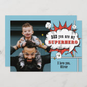 パパスーパーヒーロー漫画スピーチバブル写真 シーズンカード (正面/裏面)