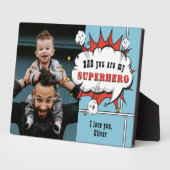 パパスーパーヒーロー漫画スピーチバブル写真 フォトプラーク (側面)