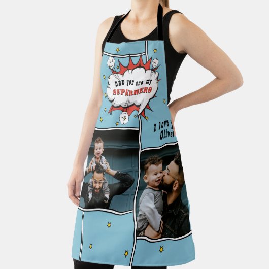 パパスーパーヒーロー漫画スピーチバブル2写真 エプロン (インサイチュ)