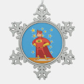 パパスーパーヒーロー神父の日 スノーフレークピューターオーナメント (正面)