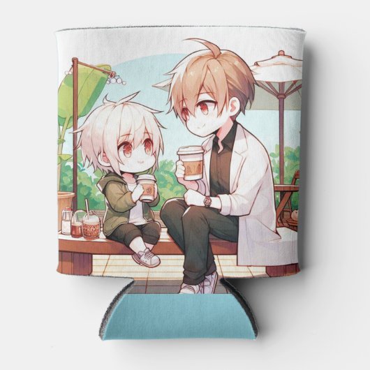 パパズリトリート – チビ（小さくかわいく書いた感じ）ファーザー&チャイルドクーラーボックス 缶クーラー (正面)