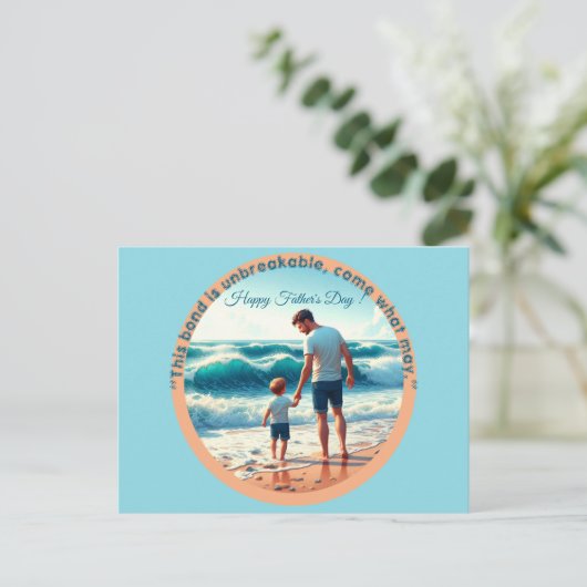 パパソンボンディングビーチフォトファーザーの日引用文 ポストカード (スタンド正面)