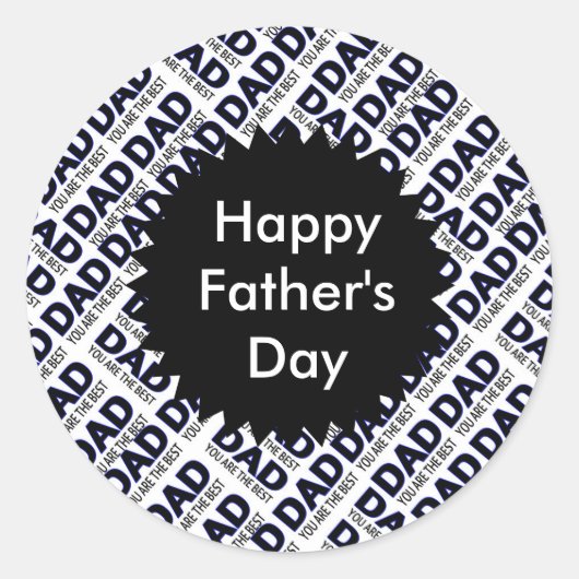 パパタイポグラフィクラシックラウンドステッカー、マット ラウンドシール (正面)