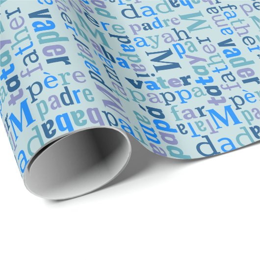 パパタイポグラフィブルーファーズデイまたは誕生日 ラッピングペーパー (ロールコーナー)