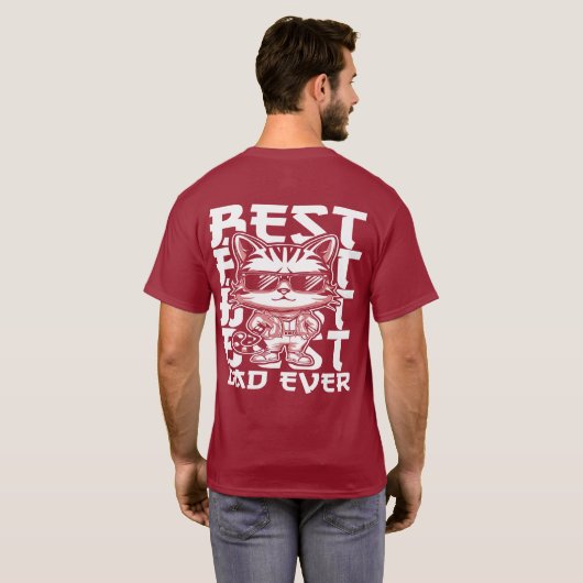 パパタイポグラフィホワイト文字猫 Tシャツ (裏面フル)