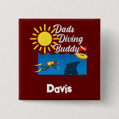 パパダイビングバディデザインスクエアボタン 缶バッジ (正面)