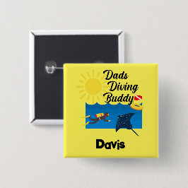 パパダイビングバディデザインスクエアボタン 缶バッジ