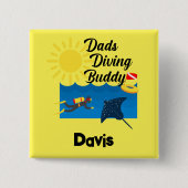 パパダイビングバディデザインスクエアボタン 缶バッジ (正面)