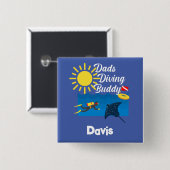 パパダイビングバディデザインスクエアボタン 缶バッジ (正面&裏面)