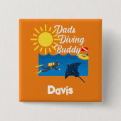 パパダイビングバディデザインスクエアボタン 缶バッジ (正面)