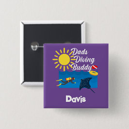 パパダイビングバディデザインスクエアボタン 缶バッジ