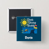 パパダイビングバディデザインスクエアボタン 缶バッジ (正面&裏面)