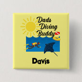 パパダイビングバディデザインスクエアボタン 缶バッジ (正面)
