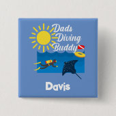 パパダイビングバディデザインスクエアボタン 缶バッジ (正面)