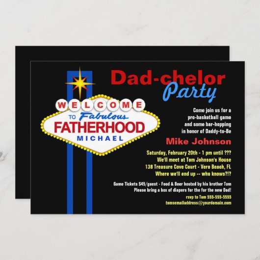 パパチェローパーティーダディおむつケッグ招待状 招待状 (正面/裏面)