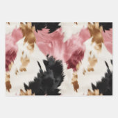 パパッガーリープを包むピンクの黒金ゴールド女性のカーボーイ牛革 ラッピングペーパーシート (正面3)