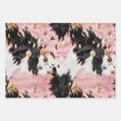 パパッガーリープを包むピンクの黒金ゴールド女性のカーボーイ牛革 ラッピングペーパーシート (正面)