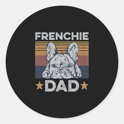 パパデザインfor your Frenchieパパ ラウンドシール (正面)