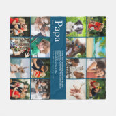 パパデフィニション引用文フォトコラージュブルー フリースブランケット (正面(横))