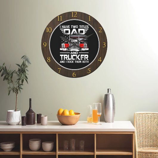 パパトラック運転手「両方をロック ラージ壁時計