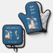 パパドーターボンディングライトハウスハッピーファーザーズデイ 鍋つかみ&鍋敷きセット (正面/裏面)