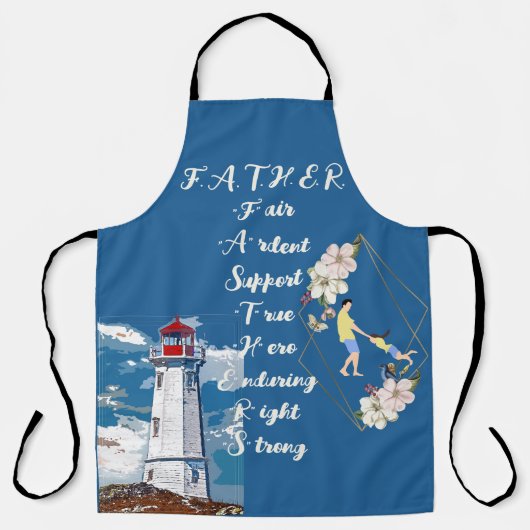 パパドーターボンディングライトハウスファーザーズデイ引用文 エプロン (正面)