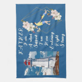 パパドーターボンディングライトハウスファーザーズデイ引用文 キッチンタオル (縦)