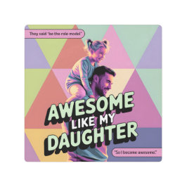 パパドーターレトロアートウォールデコールロールモデルギフト メタルプリント