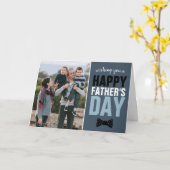 パパネイビモダンーブルーボウタイハッピーファーザーズデイ カード (黄色い花)