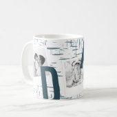 パパネイビーブルーインスタグラムスクエア3フォトコラージュマグカップ コーヒーマグカップ (正面左)