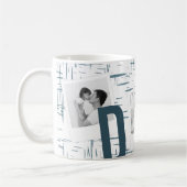 パパネイビーブルーインスタグラムスクエア3フォトコラージュマグカップ コーヒーマグカップ (左)