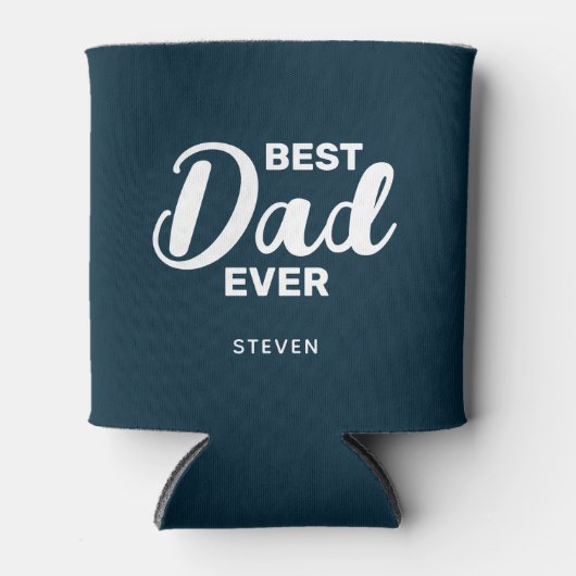 パパネイビーブルーホワイトタイポグラフィファーザーズカスタムデイ 缶クーラー (正面)