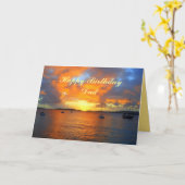 パパハッピーバースデーセーラーボーツアットゴールデンサンセット カード (黄色い花)