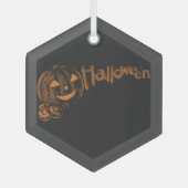 パパハロウィンジャック・オ・ランタンのポーズ ガラスオーナメント (正面)