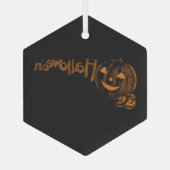 パパハロウィンジャック・オ・ランタンのポーズ ガラスオーナメント (裏面)