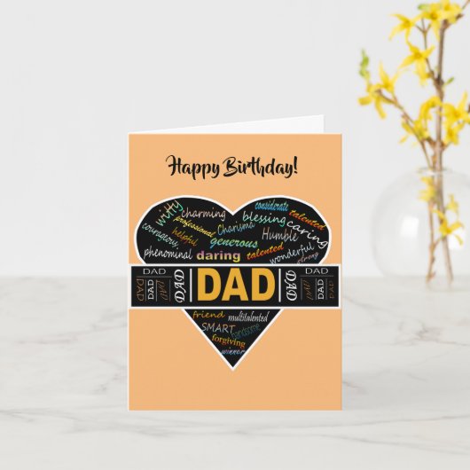 パパハートアフリカ系アメリカ誕生日 カード (黄色い花)