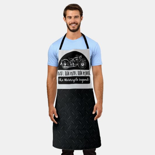 パパバイククールレジェンドメンズファーザーズデー エプロン (着用した状態)