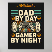 パパバイデイゲーマーバイナイトカスタマイズ可能なポスター ポスター (正面)