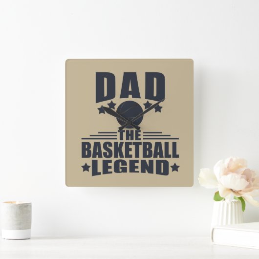 パパバスケットボールの伝説おもしろいの父の日贈り物 スクエア壁時計 (ホーム)