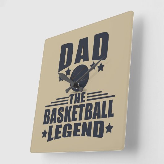 パパバスケットボールの伝説おもしろいの父の日贈り物 スクエア壁時計 (傾斜)