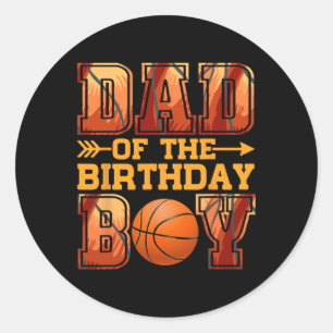 パパバスケットボール誕生日ボーイファミリーバラーB-day Pa ラウンドシール