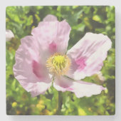 パパバーソムニファラムピンクポピーアート ストーンコースター (正面)