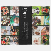 パパパパエバー定義フォトコラージュブラック フリースブランケット (正面(横))