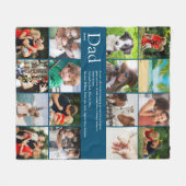 パパパパファーザーデフィニション16フォトコラージブルー フリースブランケット (正面(横))